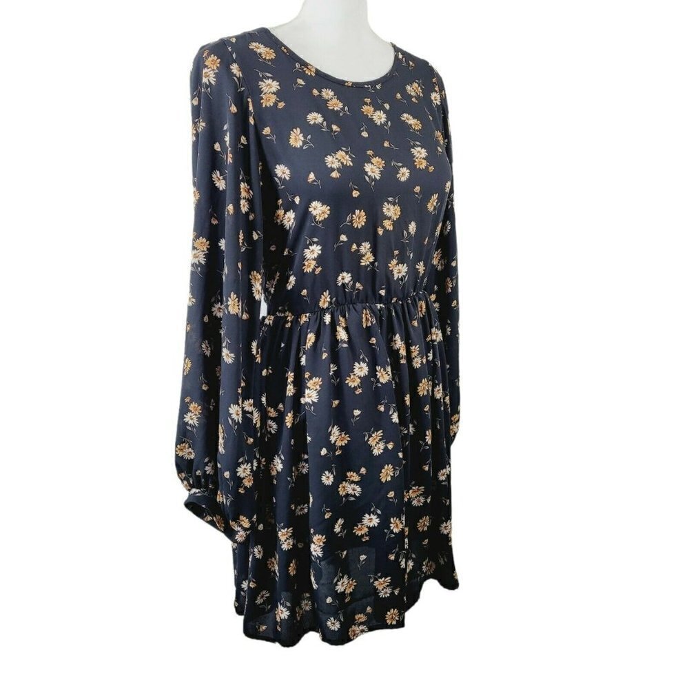 Swell Women's Whimsical Dress Black Floral Mini Dress Sz Small Surfer Girl - Picture 3 of 12